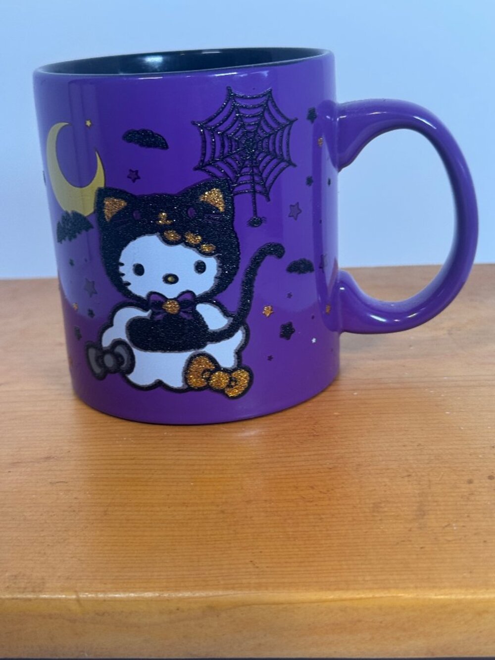 Sanrio Halloween Hello Kitty Black Cat Purple Mug.